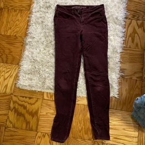 Maroon corduroys skinny jeans
